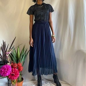 Navy blue pleated maxi skirt brand new without tags